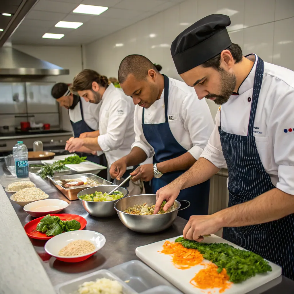 Team leaders facing cooking challenges